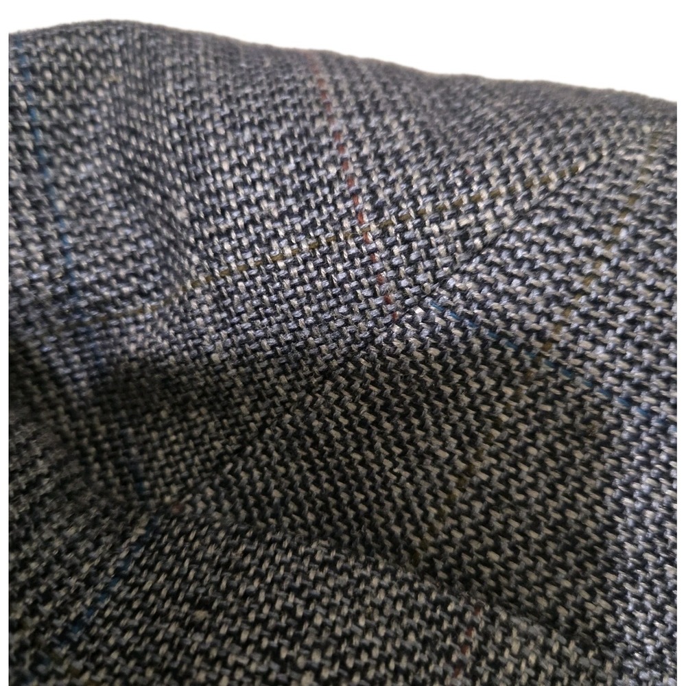 Haggar Imperial Blazer Mens 44 Gray Plaid Sport Coat Wool Blend 2 Button Lined - Picture 5 of 10
